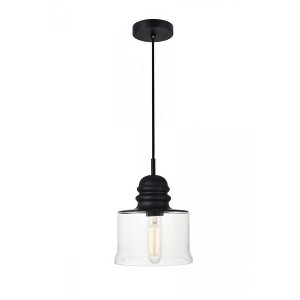 Elegant Lighting Kenna 1 Light Black Pendant With Clear Glass - 1 of 4