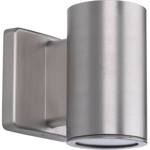 Progress Lighting Cylinders 1-Light LED Outdoor Wall Light in Satin Nickel with Aluminum Frame and Shade - 1 of 2