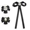 INSPIRE CHIC Women's Pre-Tied Long Ribbon Bowknot Faux Pearl Brooch Pin Tie - 3 of 4