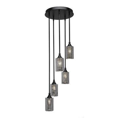 Toltec Lighting Empire 5 - Light Pendant in  Matte Black with 4" Silver Matrix Shade