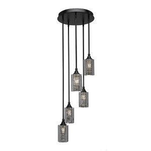 Toltec Lighting Empire 5 - Light Pendant in  Matte Black with 4" Silver Matrix Shade - 1 of 1
