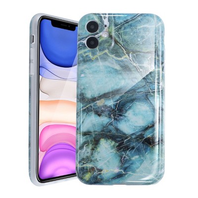 Glossy Marble Case For iPhone 11 6.1 inch (2019), Soft Flexible Slim TPU Gel Rubber Smooth Cover, Shockproof and Anti-Scratch, Green Marble by Insten