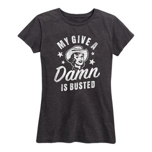 Women's - Instant Message - Give A Damn Busted Short Sleeve Graphic T-Shirt - 1 of 4