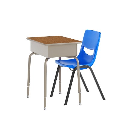 Flash Furniture HERCULES Student Desk with Open Front Metal Book Box, Desktop, and Frame and Heavy-Duty Flex Comfort Classroom Stack Chair