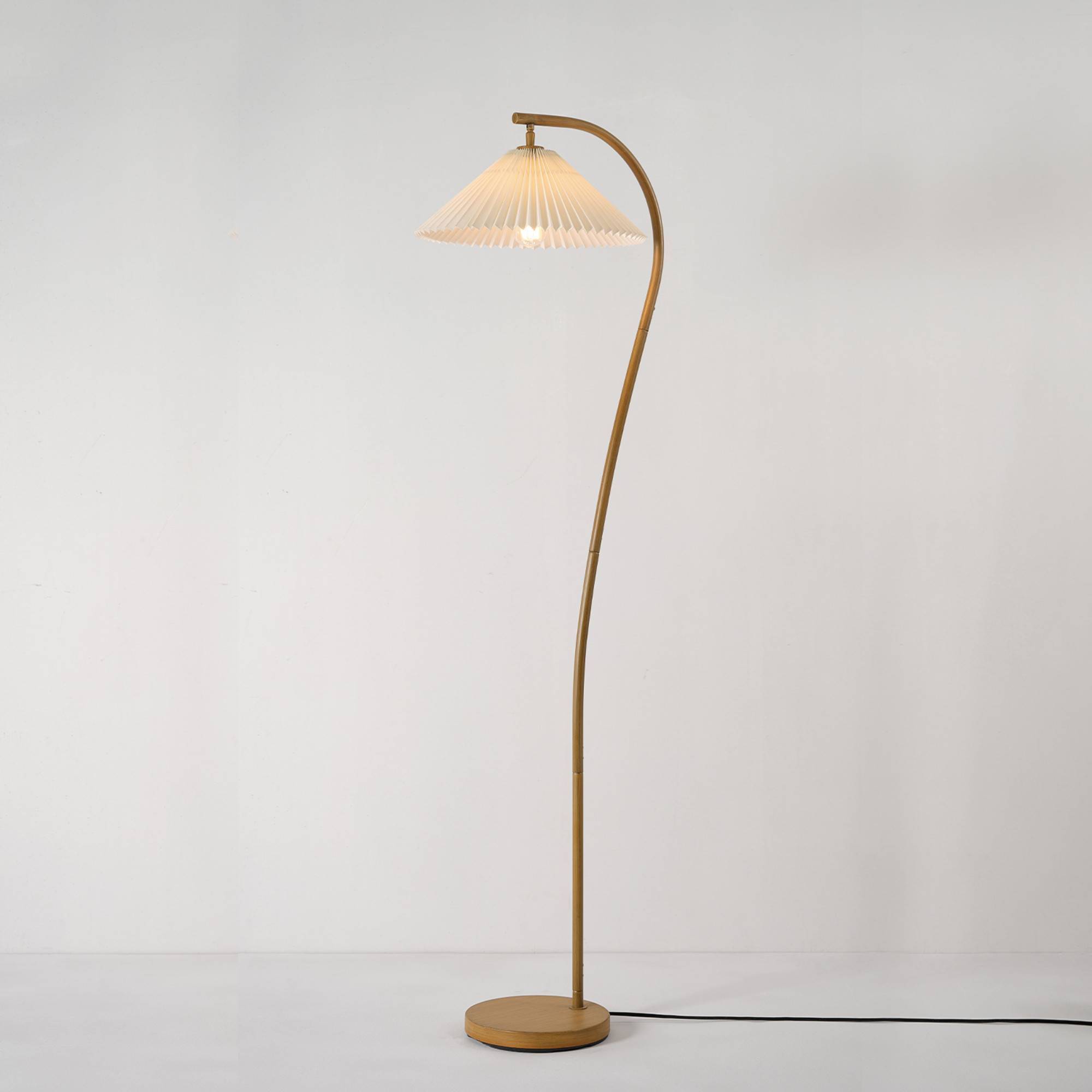 Globe Electric 62" Wood Toned Floor Lamp: ETL Listed, Iron Base, Push Button Switch