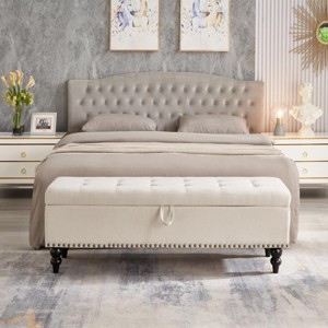 59" Contemporary Storage Ottoman Bench with Tufted Top and Hidden Compartment for Bedroom or Entryway -3irtyhousy - 1 of 4