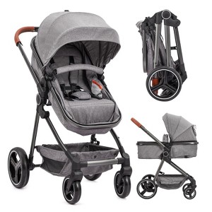 Convertible Baby Stroller, 2 in 1 Foldable Pushchair for Newborn, High Landscape Bassinet Pram, Adjustable Canopy, 5-Point Harness for Toddler - 1 of 4