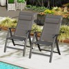 YUHAO 2PCS Patio Folding Chairs with Padded Textilene Fabric Seat，Black - 3 of 4