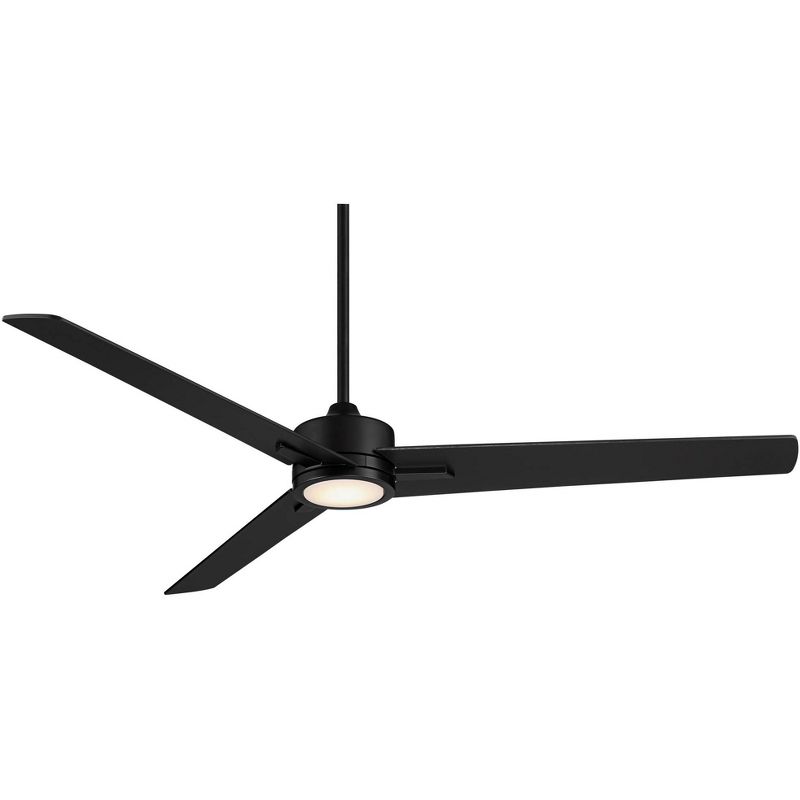 60" Casa Vieja Monte Largo Modern 3 Blade Indoor Ceiling Fan with Dimmable LED Light Remote Control Matte Black for Living Room Kitchen House Bedroom, 1 of 10