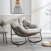 VisioGear Outdoor Rattan Rocking Chair, Padded Cushion Rocker Recliner Chair Outdoor for Front Porch, Living Room, Beige, 43.7"*37.2"*31.5" - 2 of 4