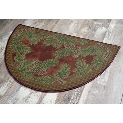 Burgundy Pinecone Pattern Tufted Rectangular Synthetic Rug