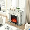 Coolbibila 41"H Dome Door Acrylic Mirror Fireplace Cabinet,TV Fireplace Cabinet,Bedroom Home Office Freestanding Fireplace Mantelpiece - 3 of 4