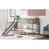 Low Loft Bed with Slide, Kids WoodenLoft Bed Frame with High Guardrail for Girls Boys - 3 of 4