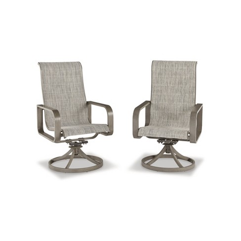 Signature Design by Ashley Contemporary Beach Front Sling Swivel Chair (Set of 2), Beige - image 1 of 4