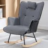 35.5 Inch Rocking Chair Comfy Wingback Glider Rocker with Safe Solid Wood Base for Living Room Bedroom - 2 of 4