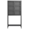 XIYUYEU 4-tier 31" W Classic Metal Storage Cabinet Bookcase with 4 Glass Doors - 3 of 4