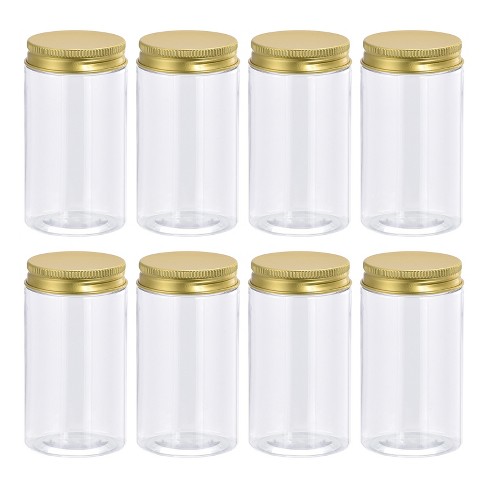 Unique Bargains Round Clear Plastic Storage Jars with Gold Tone Aluminum Screw Top Lid 12 Pcs - image 1 of 4