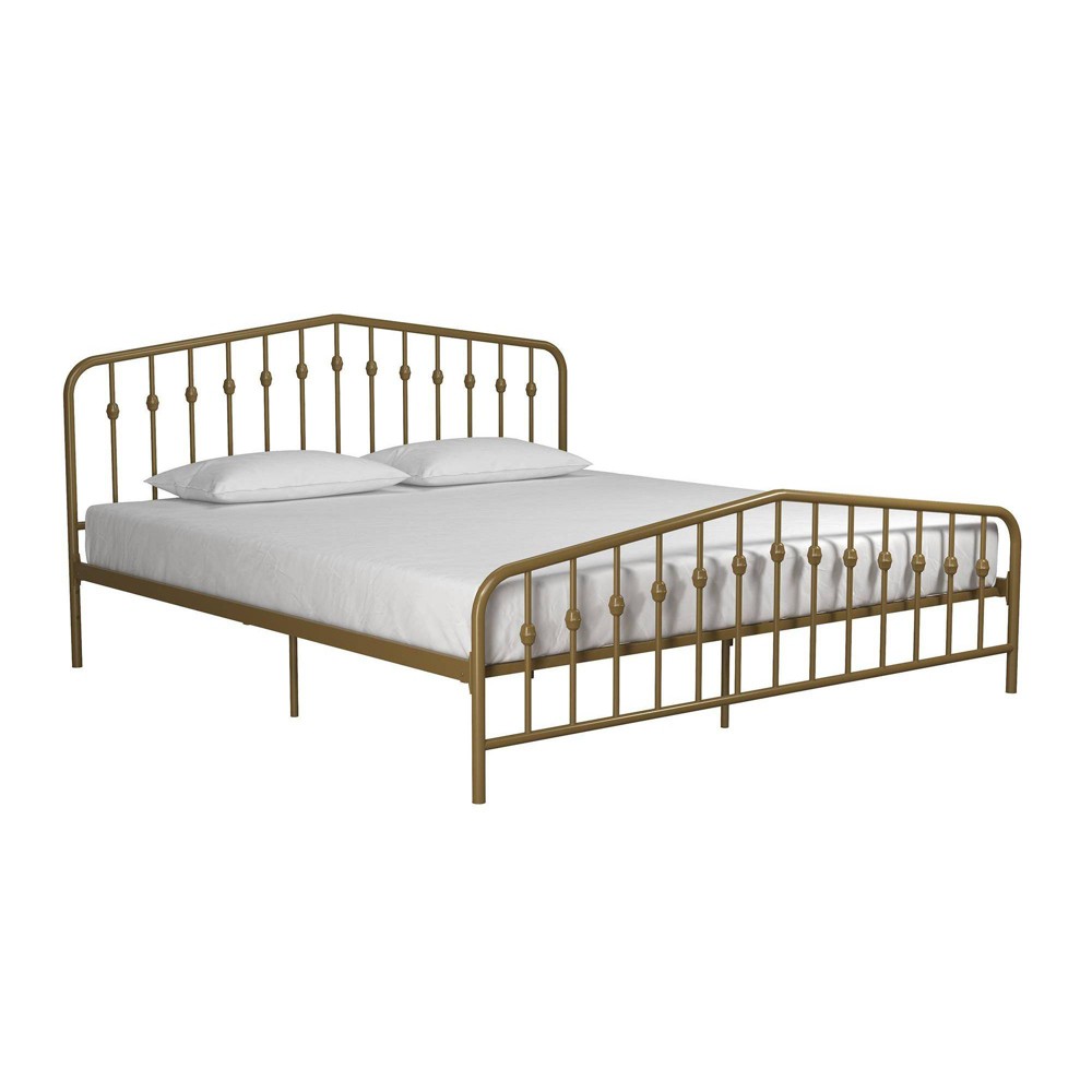 Photos - Bed Frame King Bushwick Metal Bed Gold - Novogratz