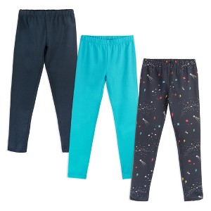 Mightly Toddler 3pk Fair Trade Organic Cotton Leggings (Galaxy - 3T) - 1 of 2