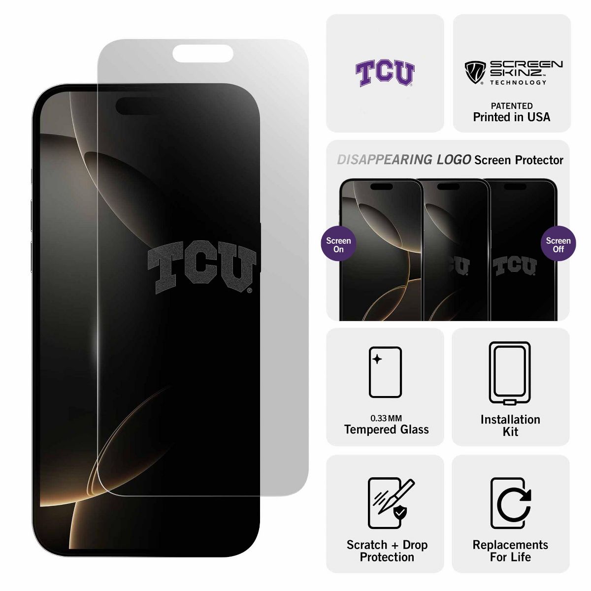 Screen Skinz Texas Christian Horned Frogs Clear Screen Protector - thumbnail 3