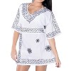 HAPPY BAY Women's Summer Bathing Suit Cover-up Vacation Beachwear Mini Swim Suit Short Swing Dress for Women 1X-2X White Solid - 3 of 3