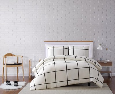 Modern White and Black Cotton Twin XL Sham Set