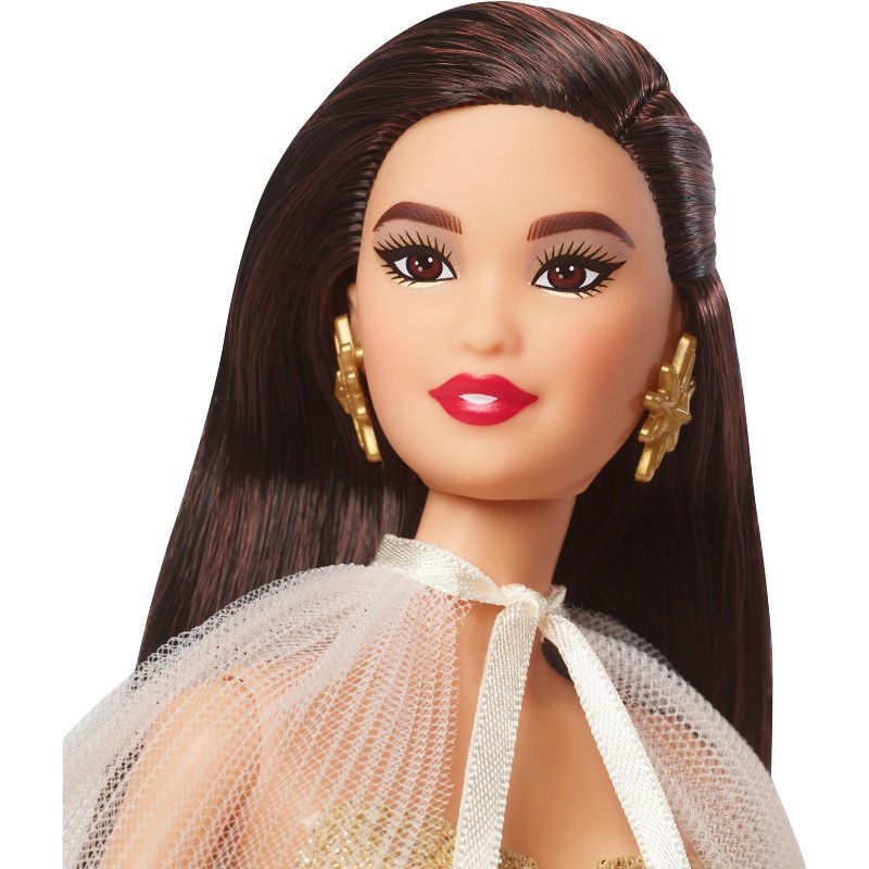 Barbie 13&#34; Signature 2023 Holiday Collector Doll with Golden Gown and Black Hair, 3 of 8