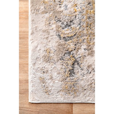 Gold and Beige Medallion 4' x 6' Synthetic Area Rug