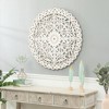 LuxenHome Distressed White Wood Flower Mandala 31.5" Round Wall Decor - 3 of 4