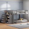 NicBex Full Size Bunk Bed Loft Bed Pine Bed Frame with 4 Drawers and 3 Shelves, Ladder and Full Length Guardrail, No Box Spring Required - 2 of 4