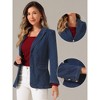 Allegra K Women's Notched Lapel Denim Single Breasted Shoulder Pad Business Casual Blazer - 2 of 4