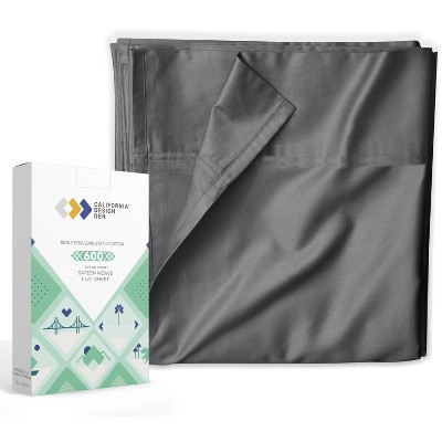 5-Star Luxury Flat Sheet | Soft & Crisp | 600 Thread Count 100% Cotton Sateen Bed Sheet by California Design Den - Dark Gray, California King