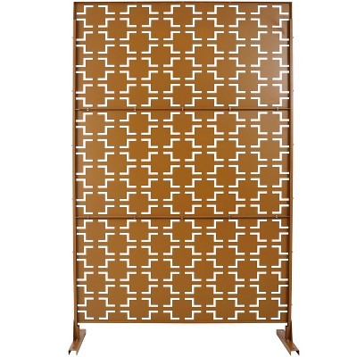 Grungis Matrix Metal Decorative Patio Screens,Freestanding Privacy Galvanized Steel Panel Screen with Square Pattern for Balcony,76" H×48" W