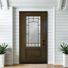 Lirago Fiberglass Front Doors 36  inch  x 80  inch  with Brickmould Vinyl Frame Dark Brown 3 4 View Frosted Glass Classic Style Left Hand Inswing - 4 of 4