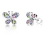 Chanteur Hypoallergenic Kids Jewelry Accessories Butterfly Mulit-color CZ White Gold Palladium Plating Stud Earrings Surgical Titanium Posts - 2 of 3