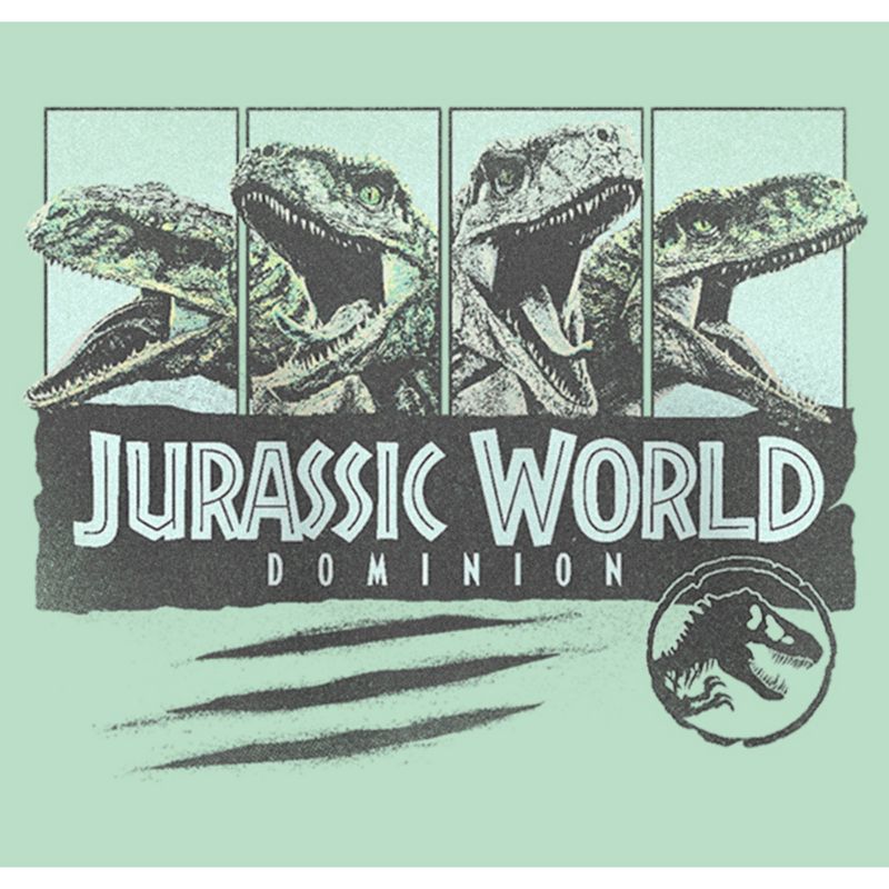 Girl's Jurassic Park: Dominion Velociraptor Vintage Panel Scratch T-Shirt, 2 of 5