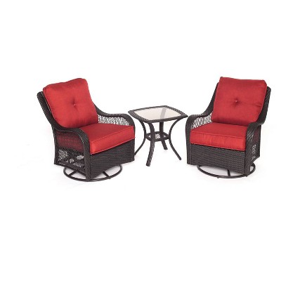 Orleans 3pc Swivel Gliders Patio Seating Set Red - Hanover