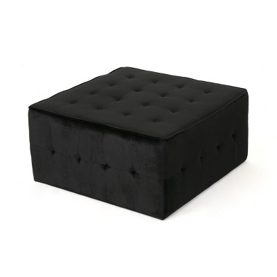 NicBex Modern 31" Square Ottoman Velvet Footstools with Button Tufted for Bedroom and Living Room, Black