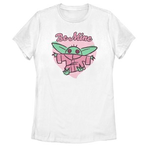 Women's Star Wars The Mandalorian Valentine's Day The Child Be Mine Sketch T-Shirt - 1 of 4