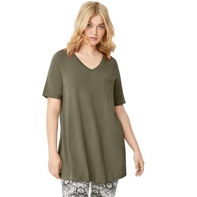 Roaman's Women's Plus Size Short-sleeve V-neck Ultimate Tunic - 4x