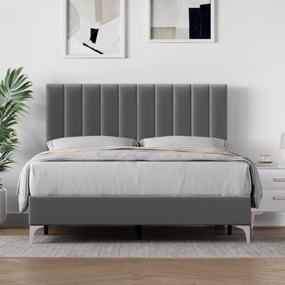 Bed Frame with 4 Storage Drawers and Headboard, Platform Bed Frame with Steel Slat Support