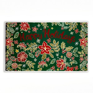 Stupell Industries Holiday Poinsettia Greeting Printed Plush Bath Mat And Bath Rug, Design By Jenny Faw, 18"X30" - 1 of 4