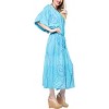 LA LEELA Women's House Daily Routine Evening Wear Vacation Holiday Casual Loungewear Oversize Caftan Maxi Boho Nightwear 2X-3X Blue, Tie Dye Design - 3 of 4