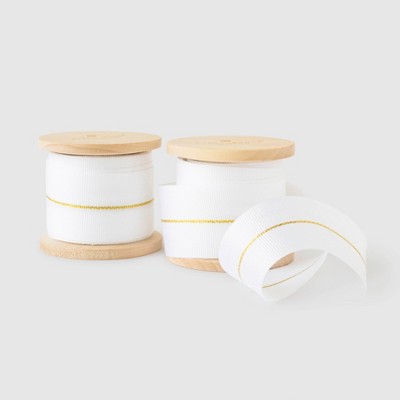 White and Gold Grosgrain Ribbon Set of 2 - Sugar Paper™