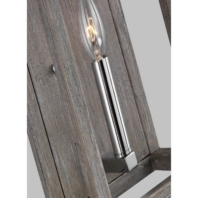 Washed Pine and Chrome Outdoor Dimmable Wall Sconce