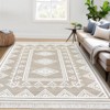 Indoor Tassel Area Rug for Bedroom Living Room - Washable Bordered Farmhouse Carpet, Non-Slip Soft Low Pile Stain-Resistant Mat - 2 of 4