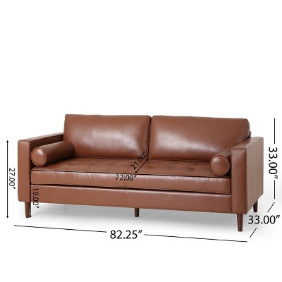 Cognac Brown Faux Leather Tufted 3-Piece Sofa and Club Chair Set