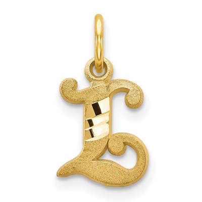 Black Bow Jewelry 14k Yellow Gold, Isabelle Collection, Mini Letter L Initial Charm