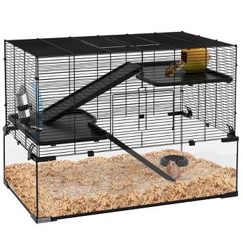 Pawhut - Cage pour hamsters souris petits rongeurs multifonction 4  plateformes 3 rampes 4 portes dim. 80L x 52l x 128H cm métal gris argenté  noir - Cage pour rongeur - Rue du Commerce