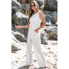 Amaryllis Women’s Sleeveless Knit Jumpsuit Soft Lounge One-Piece Wide Leg Elastic Drawstring Waist Relaxed Fit - 2 of 4